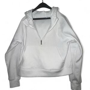 Laslulu Hoodie Women M White Pullover Sweatshirt Half Zip Cozy Active